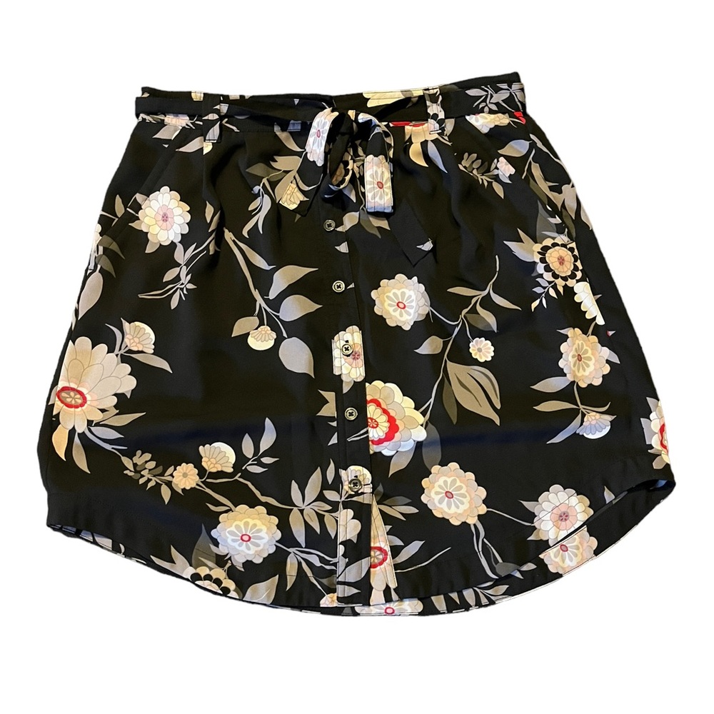 LOFT Black Floral Mini Skirt | Women's S